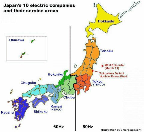 Hệ thống điện chia làm 2 của Nhật do 2 nước phụ trách tái tạo. 
